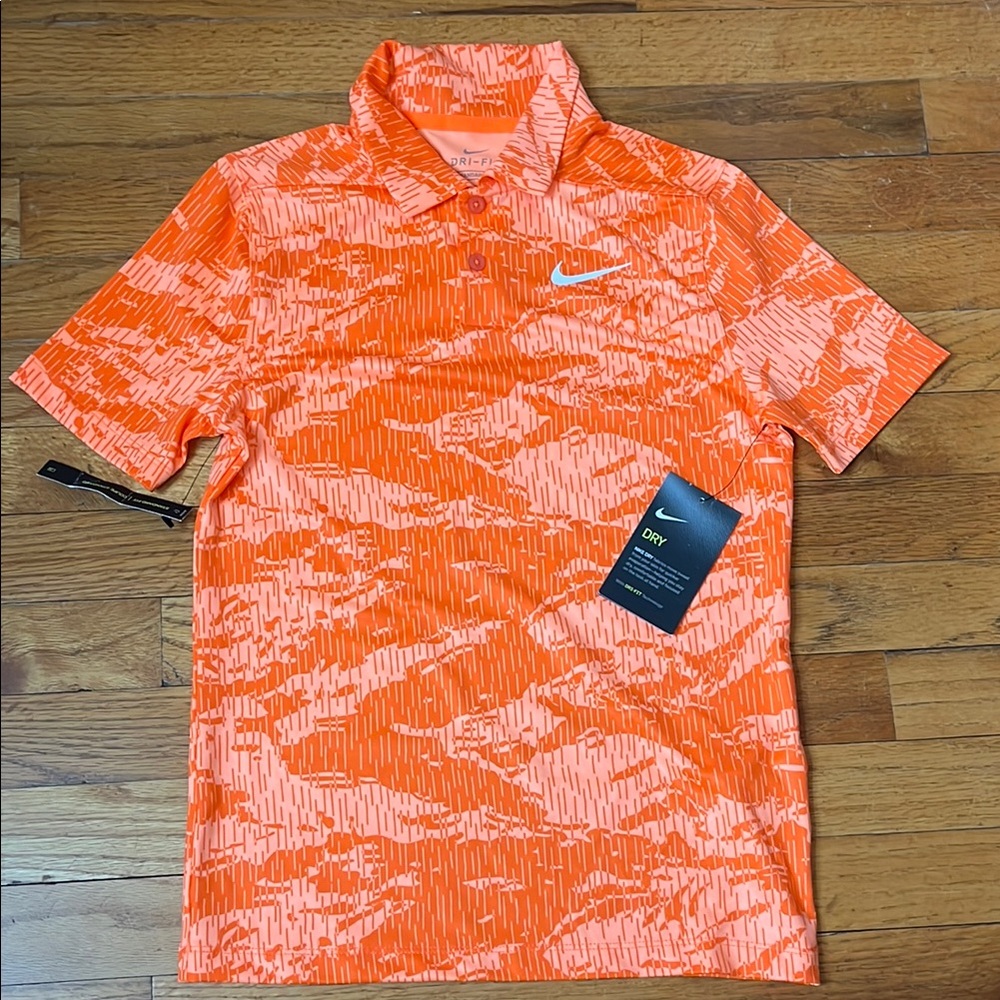 Nike Boys Orange Polo Shirt Dri-Fit